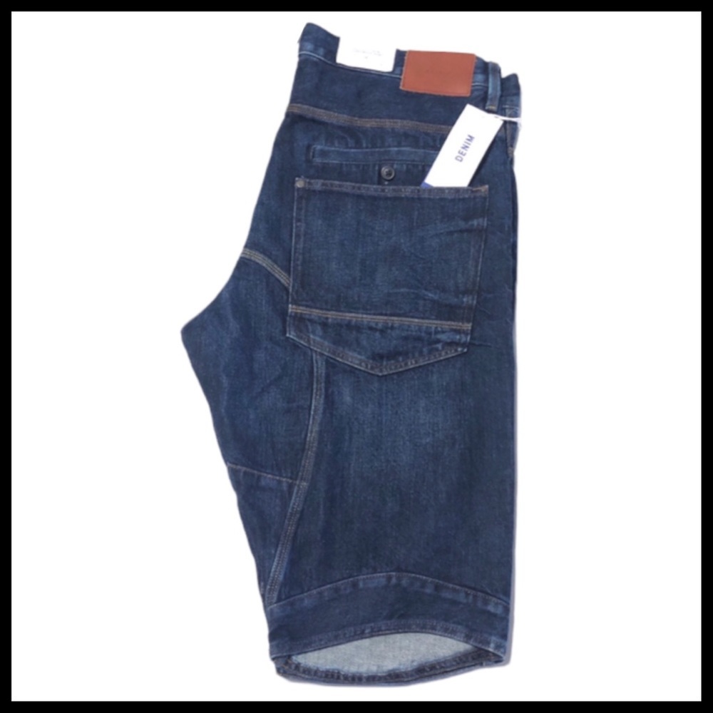 H&M Straight Fit Shorts in Dark Indigo